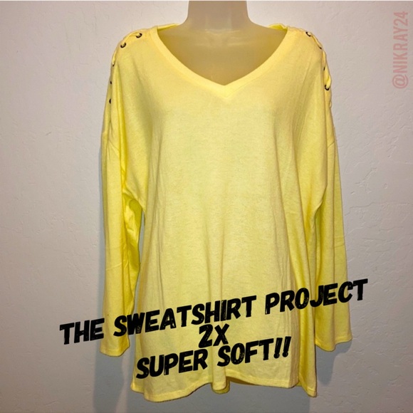 The Sweatshirt Project 2X Yellow lace-up shoulder - Picture 1 of 10